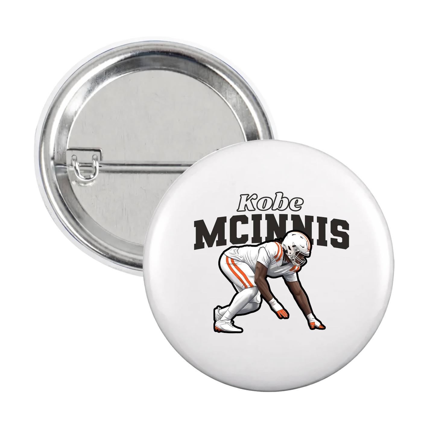 Game Day Button — Name Arch in White