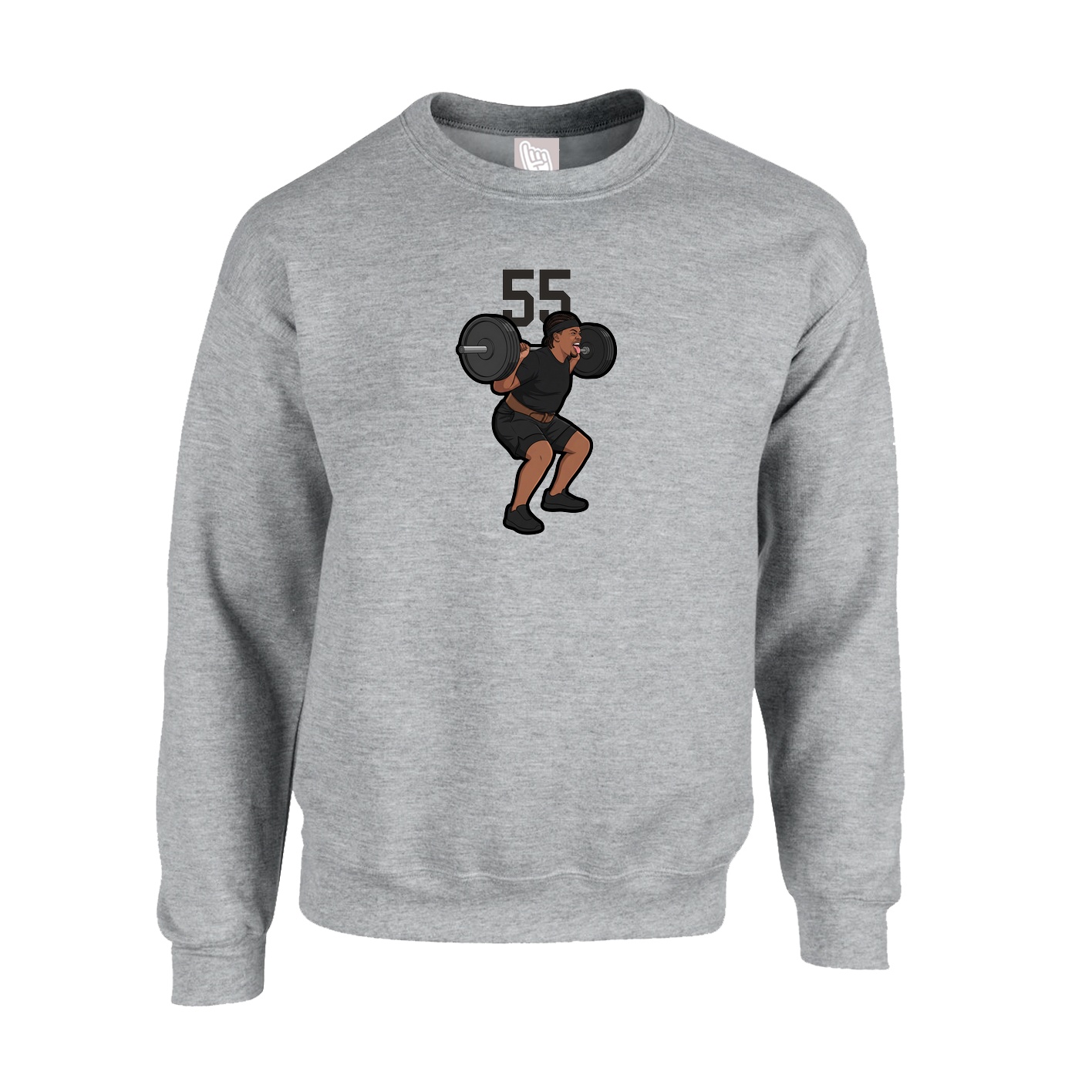 Fleece Crew — Number Top in Grey