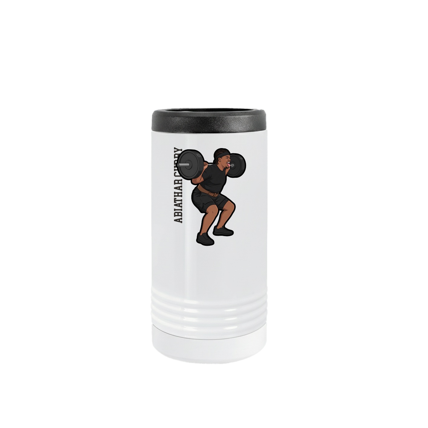 Slim Beverage Holder — Name Vertical in White