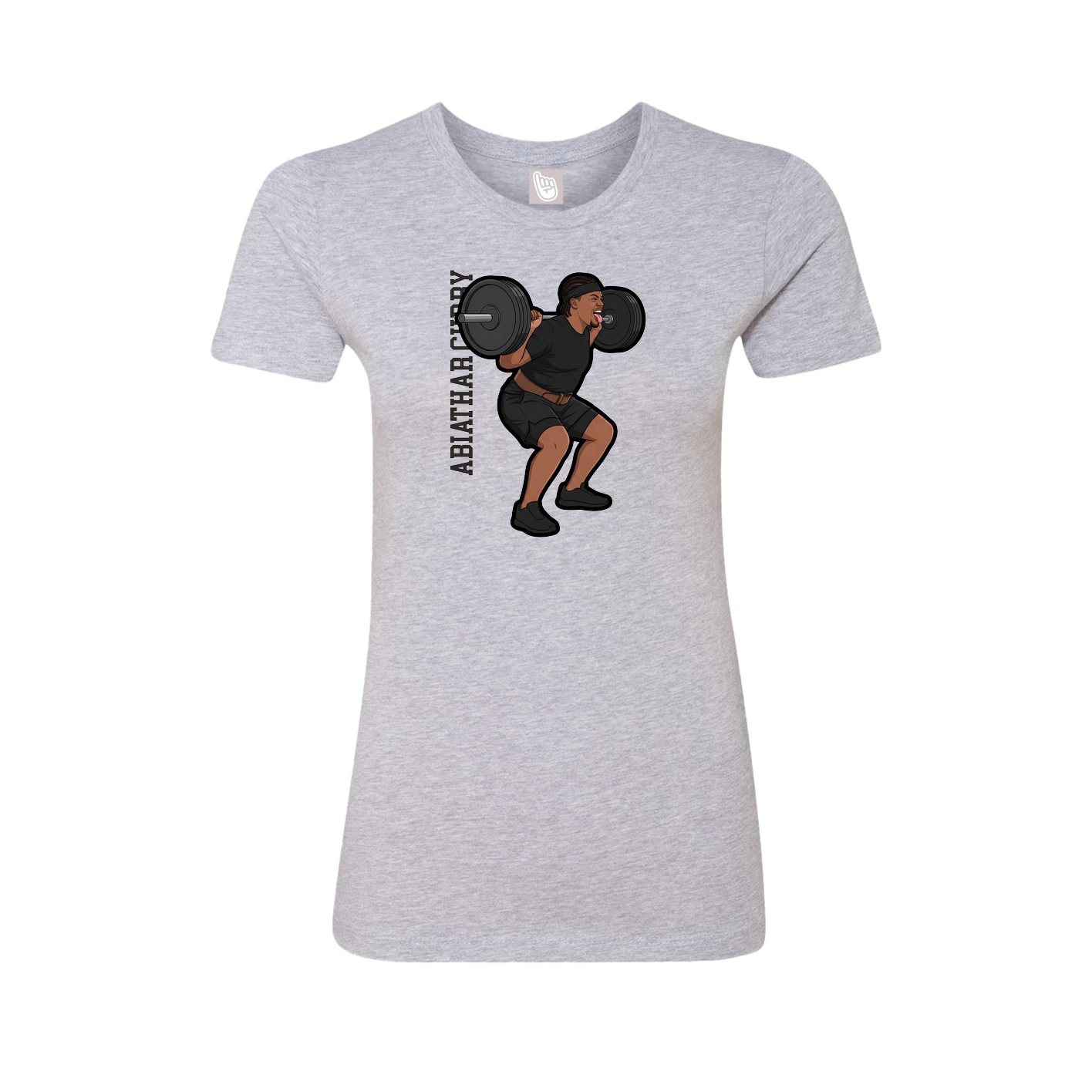 Fitted Women's Tee — Name Vertical in Grey