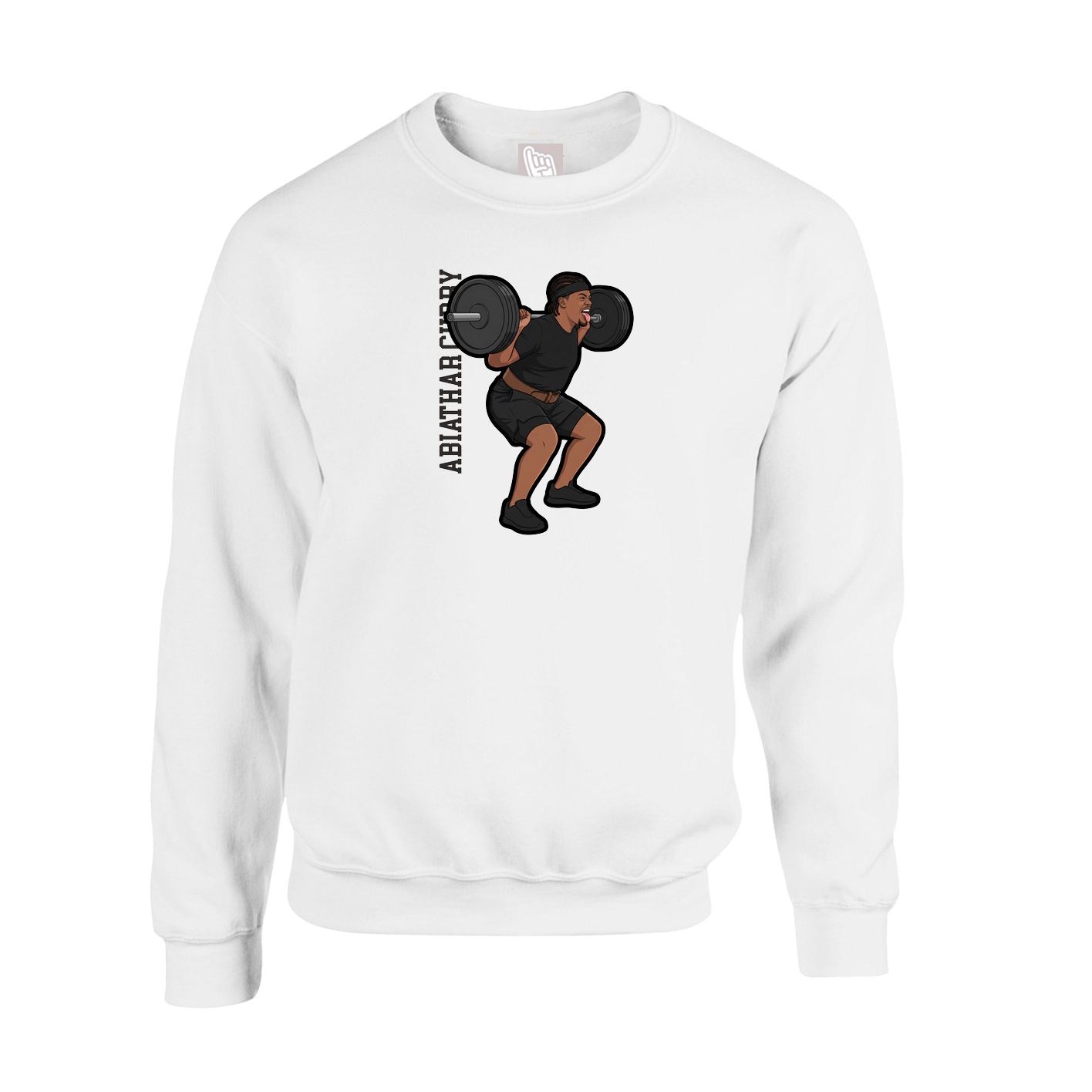 Fleece Crew — Name Vertical in White