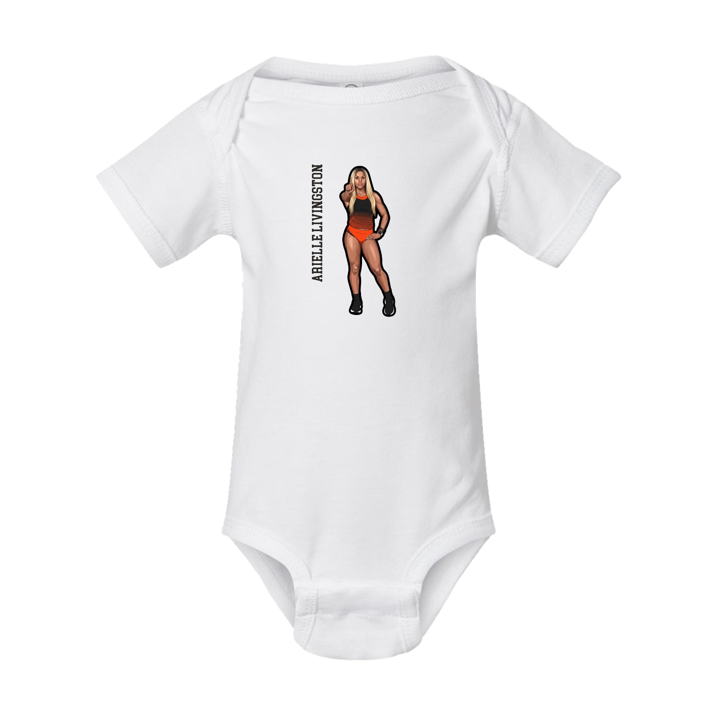 Baby Onesie — Name Vertical in White