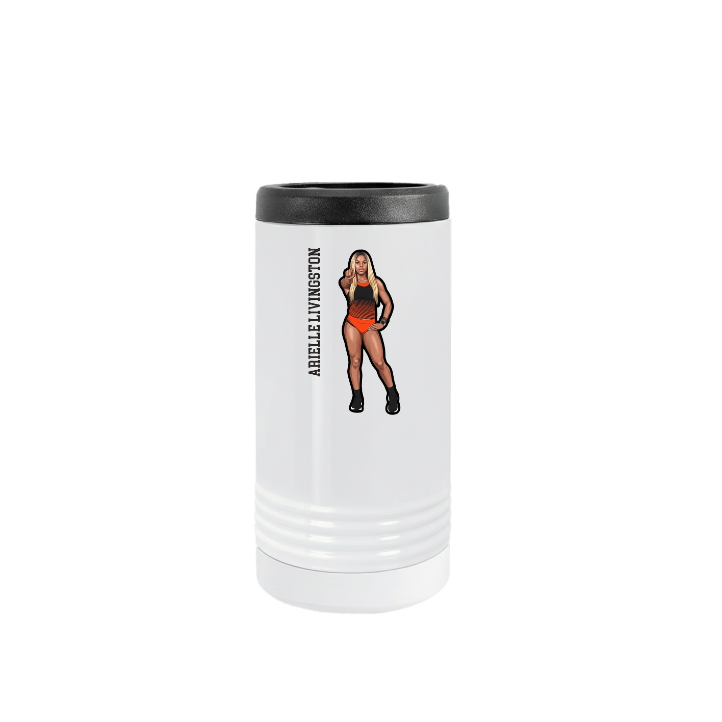 Slim Beverage Holder — Name Vertical in White