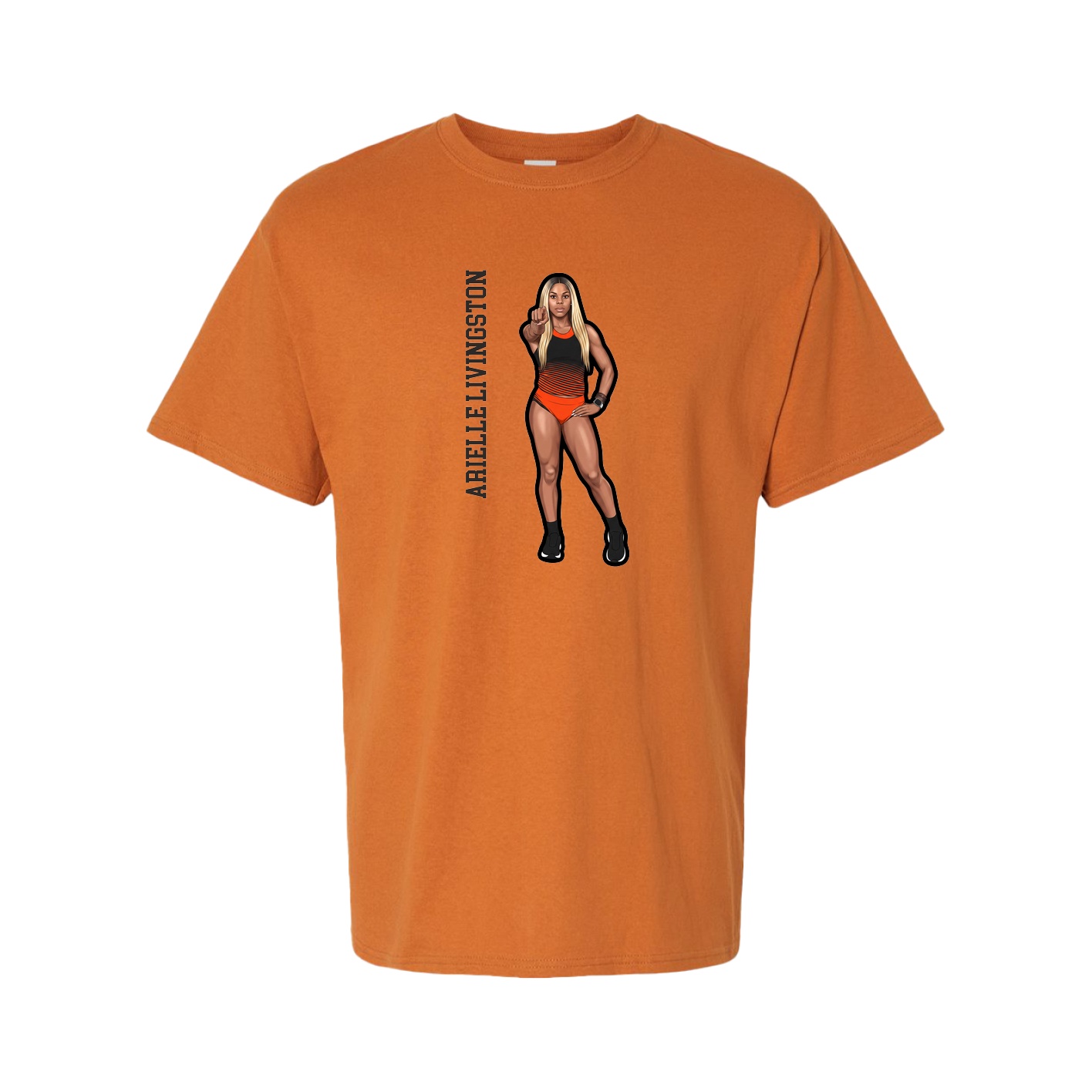 Tee — Name Vertical in Orange