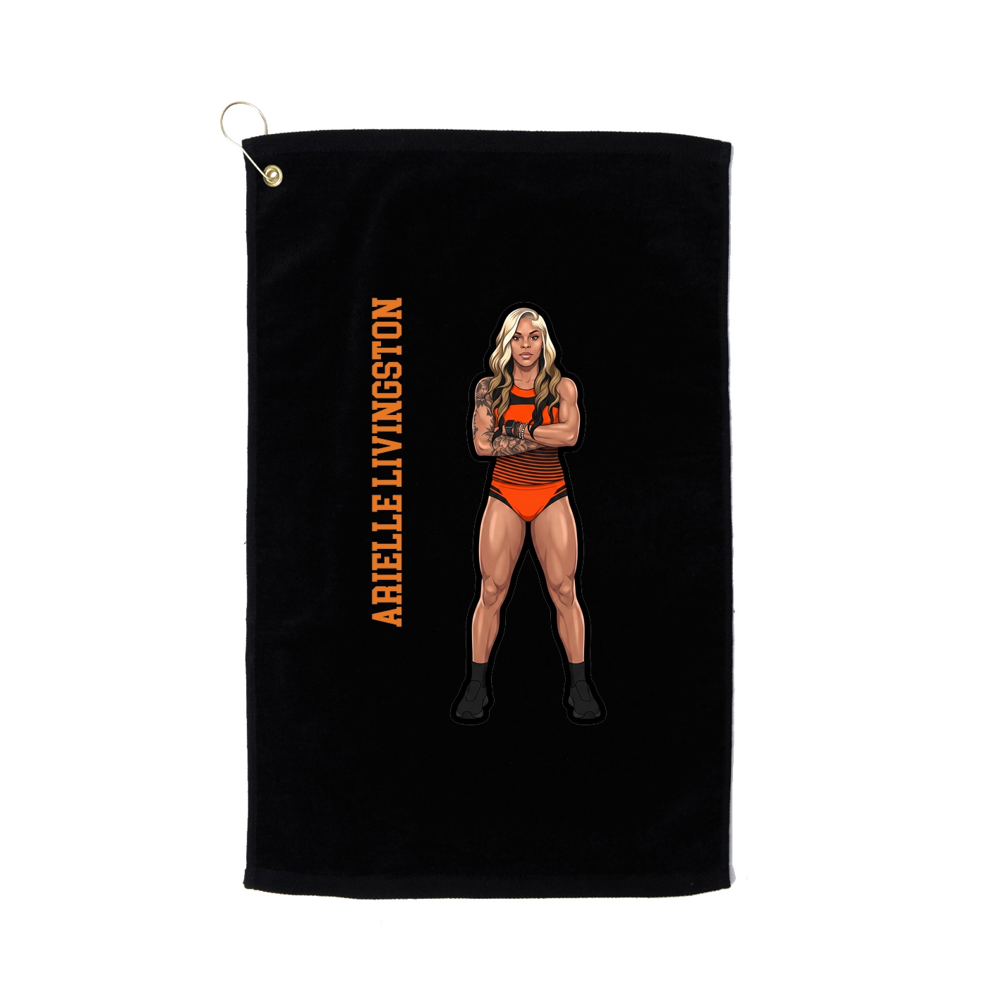 Golf Towel — Name Vertical in Black