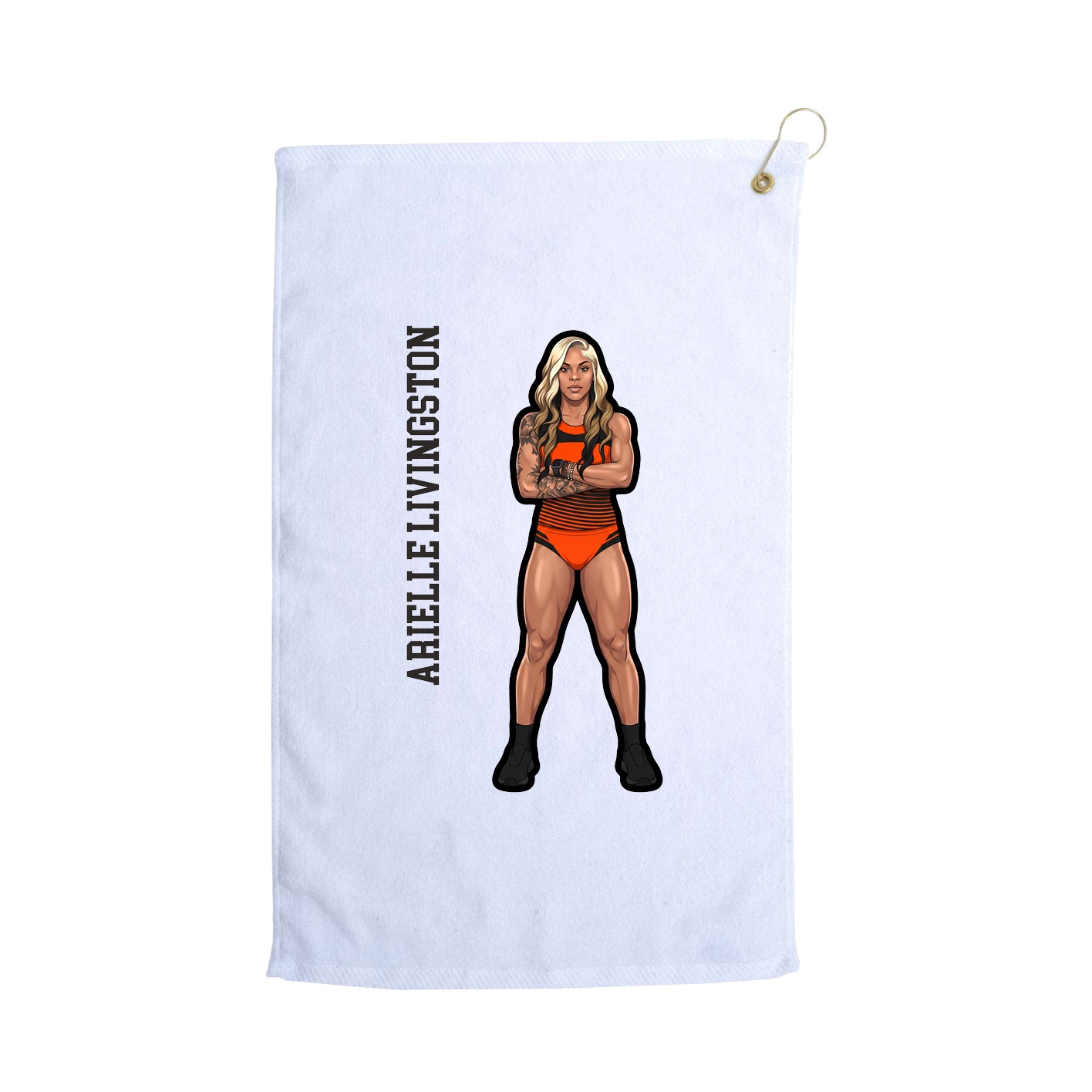 Golf Towel — Name Vertical in White