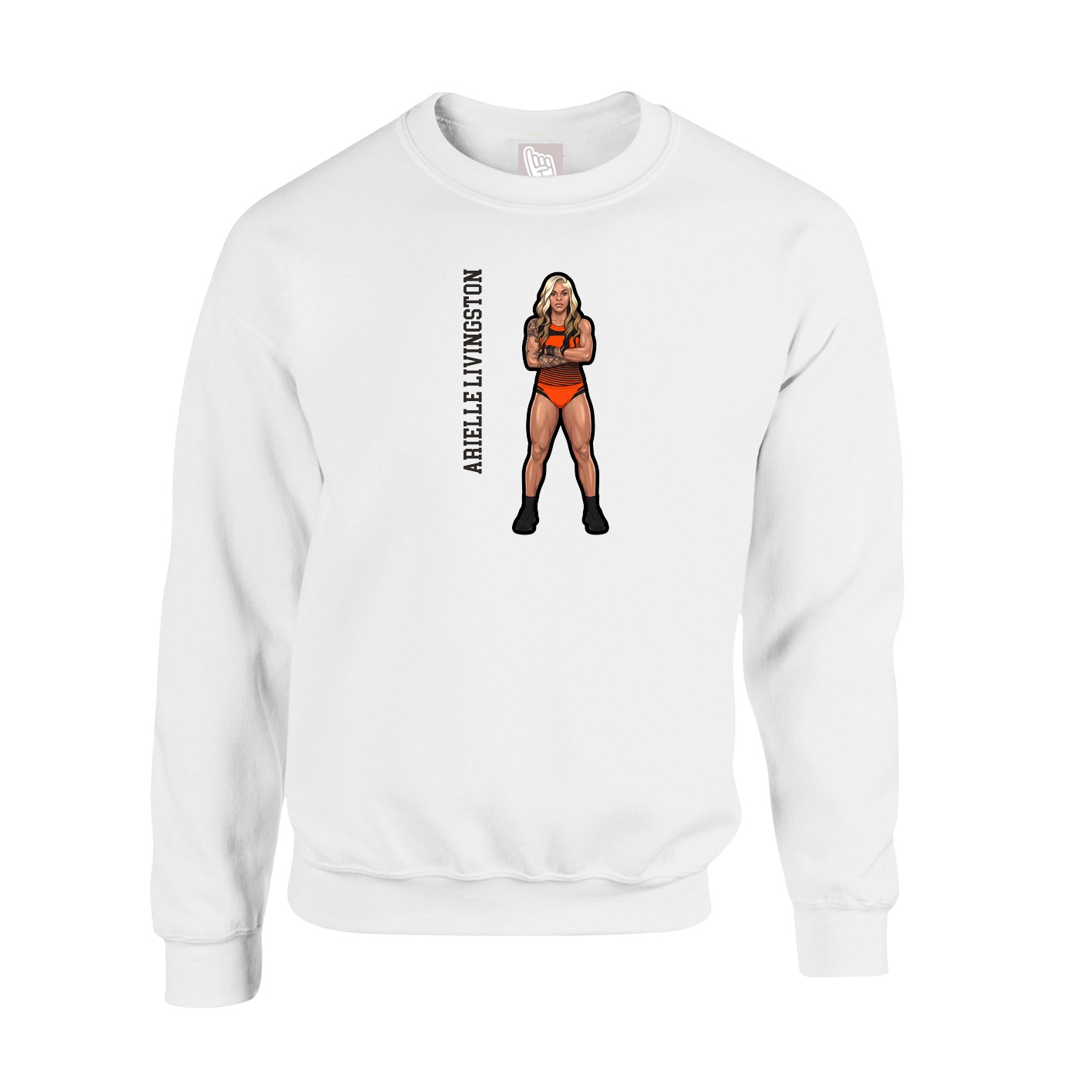 Fleece Crew — Name Vertical in White