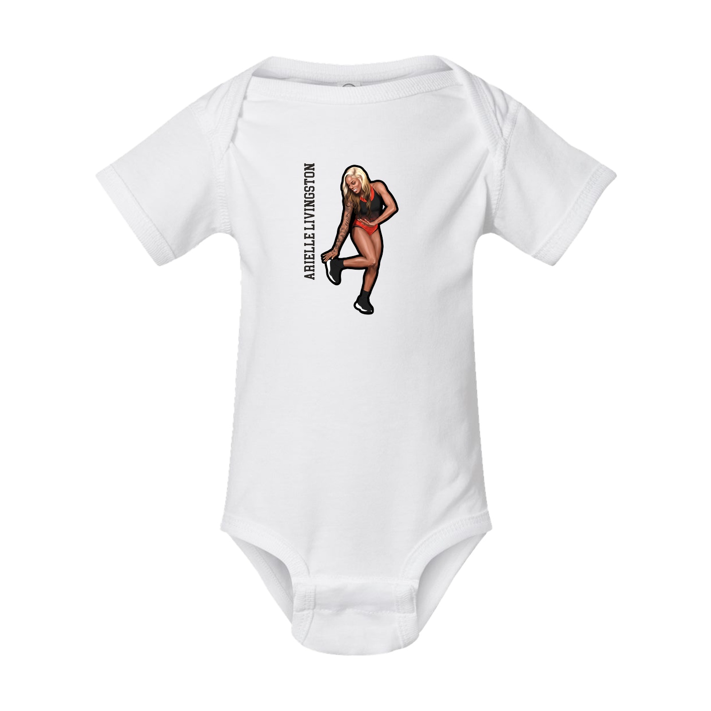 Baby Onesie — Name Vertical in White