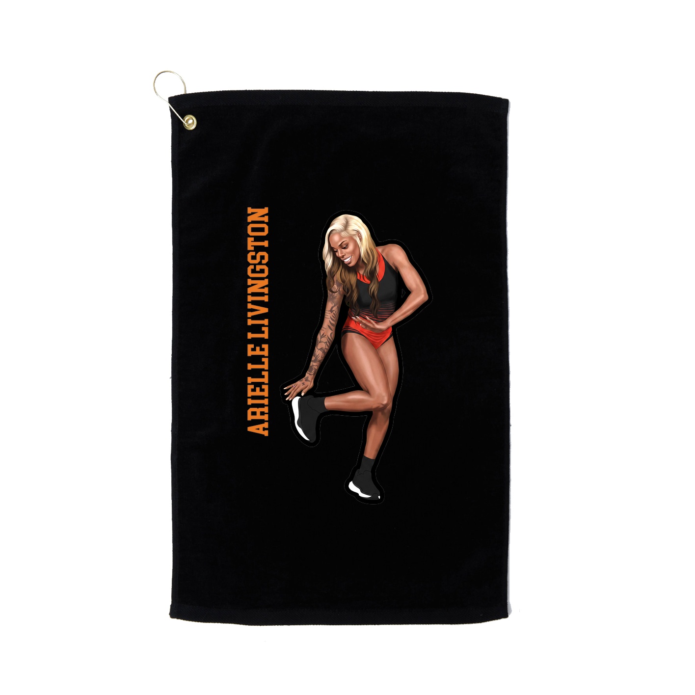 Golf Towel — Name Vertical in Black