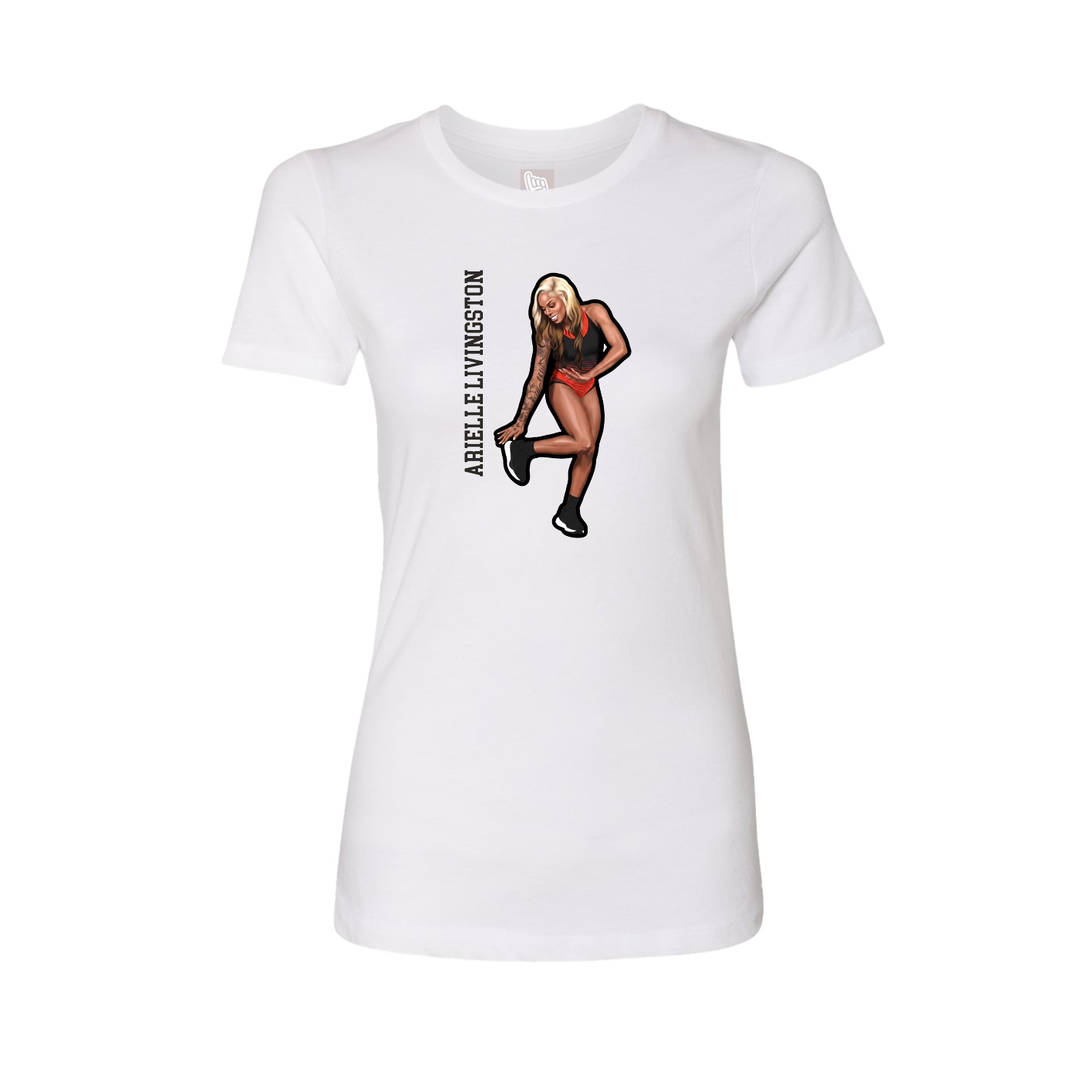 Womens Tee — Name Vertical in White