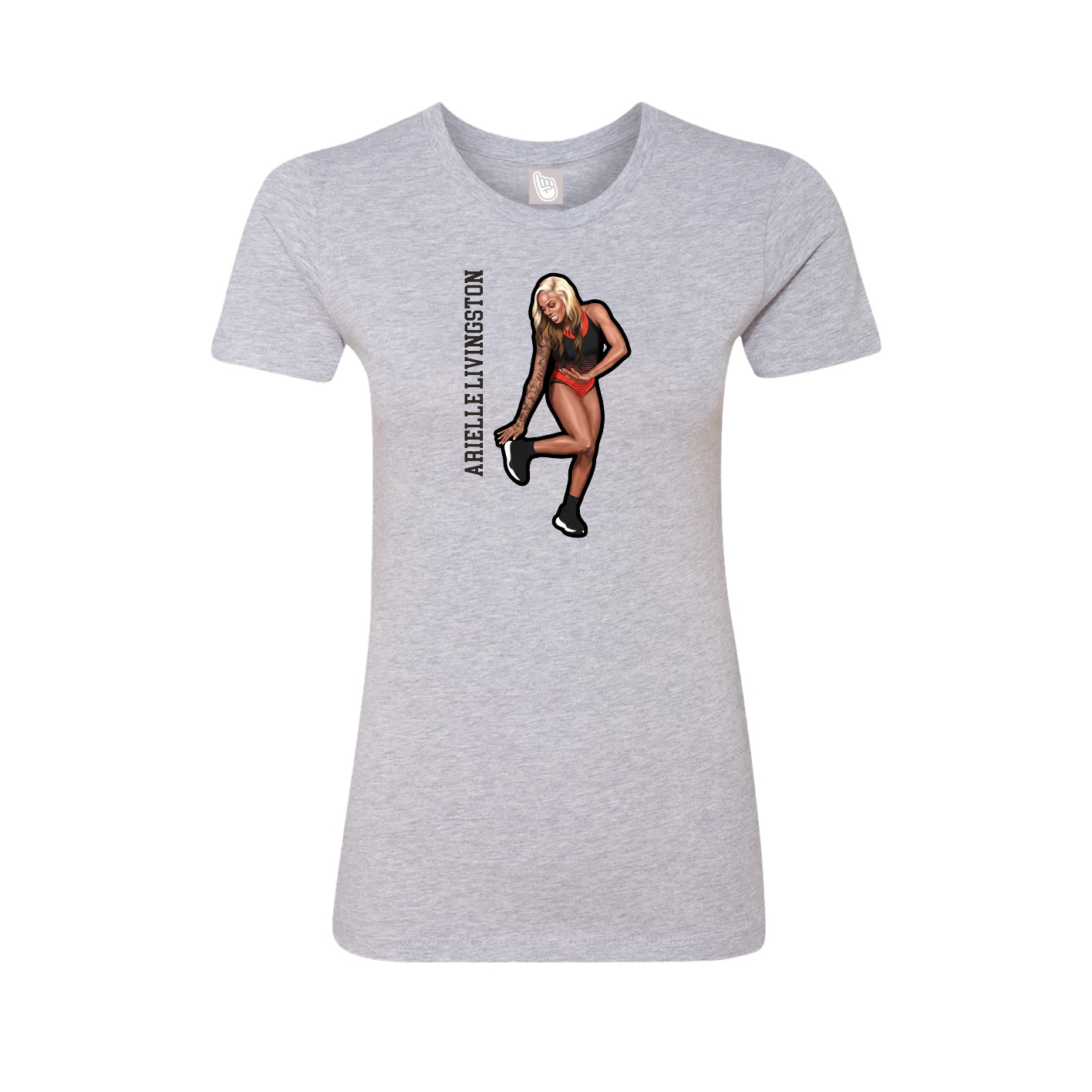 Fitted Women's Tee — Name Vertical in Grey