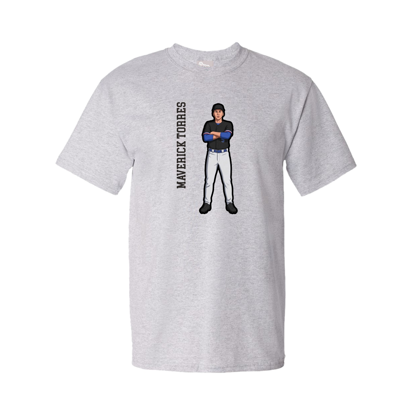 Youth Tee — Name Vertical in Grey