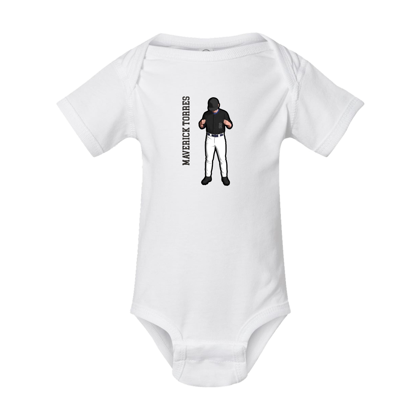 Baby Onesie — Name Vertical in White