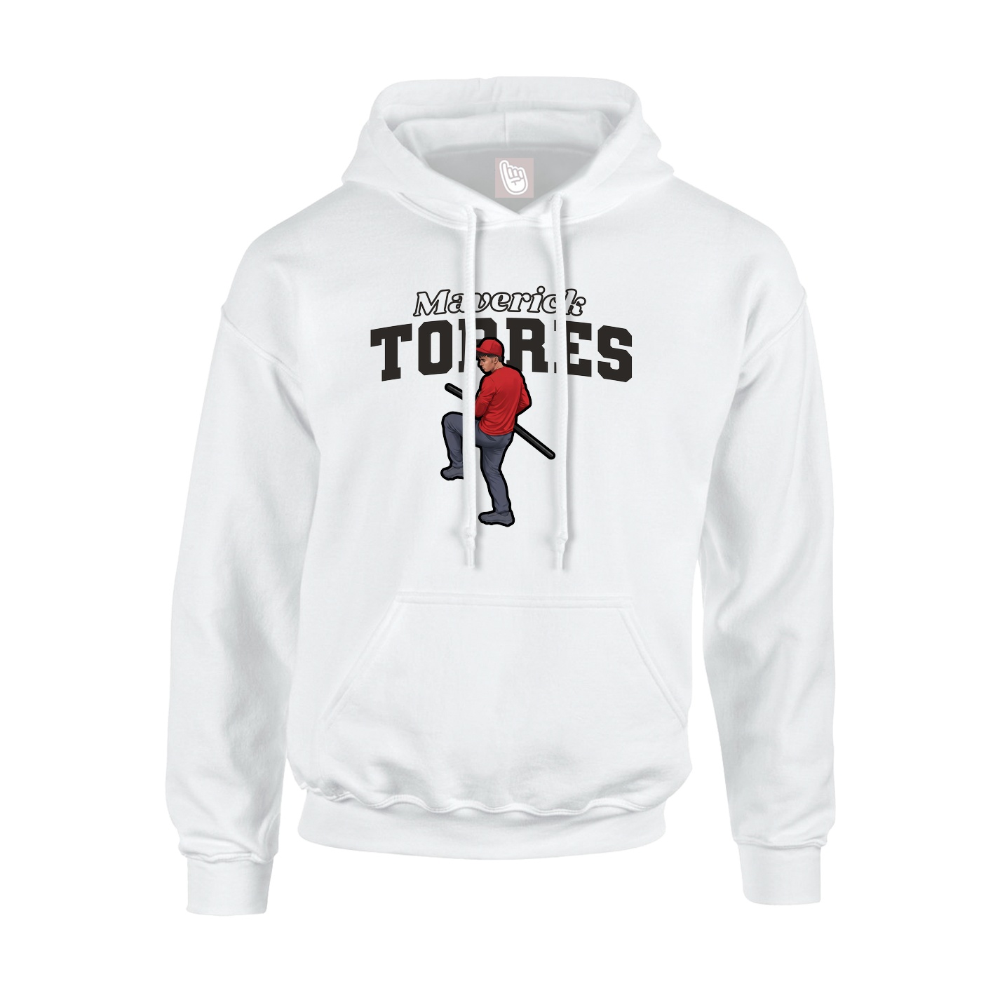 Youth Hoodie — Name Arch in White