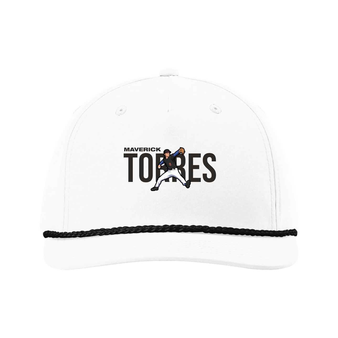 Five-Panel Classic Rope Cap — Player Name in White