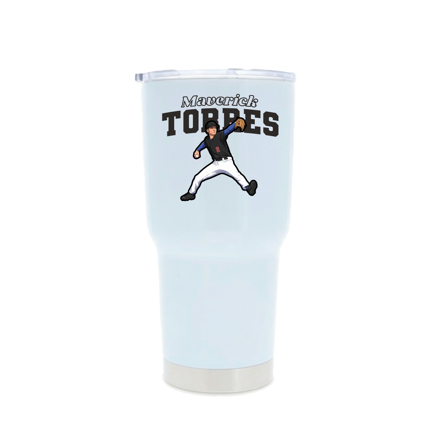 30oz Stainless Steel Tumbler — Name Arch in White