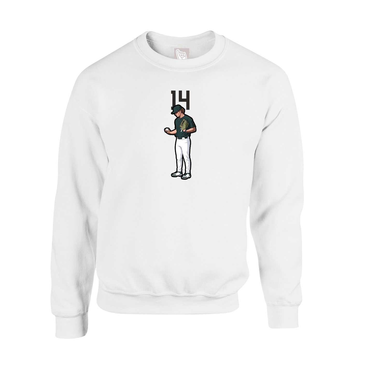 Fleece Crew — Number Top in White