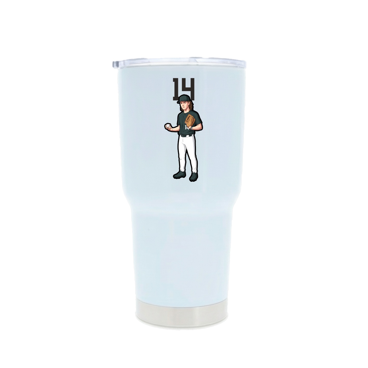 30oz Stainless Steel Tumbler — Number Top in White