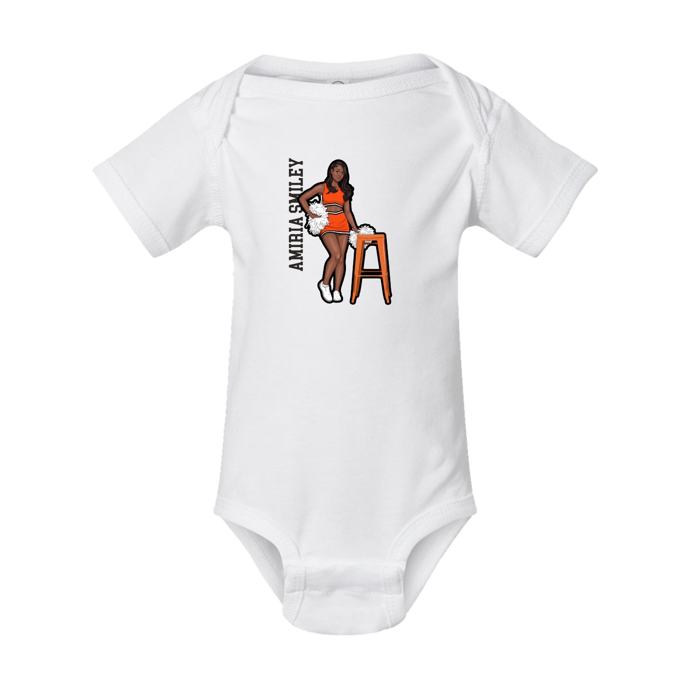 Baby Onesie — Name Vertical in White
