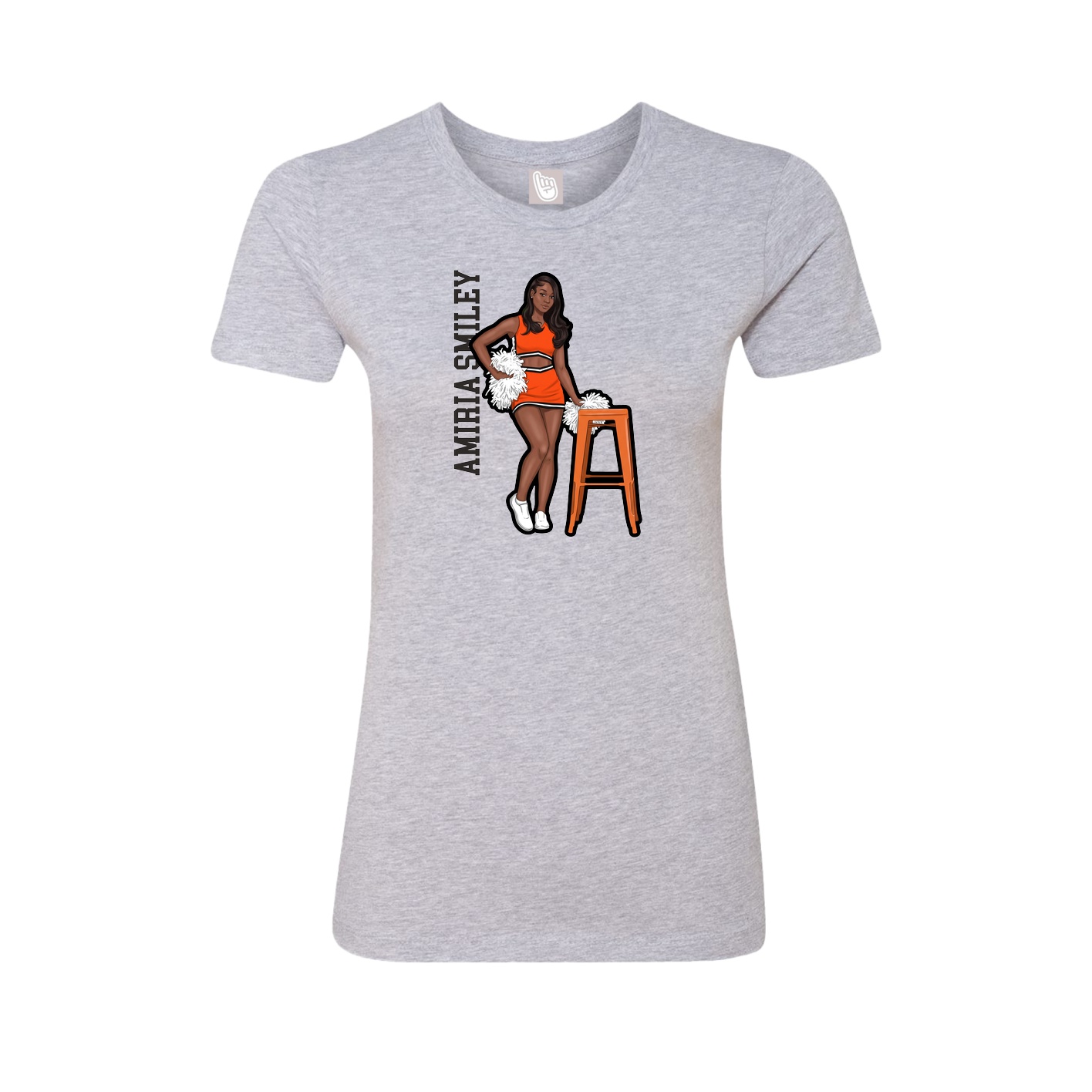 Fitted Women's Tee — Name Vertical in Grey