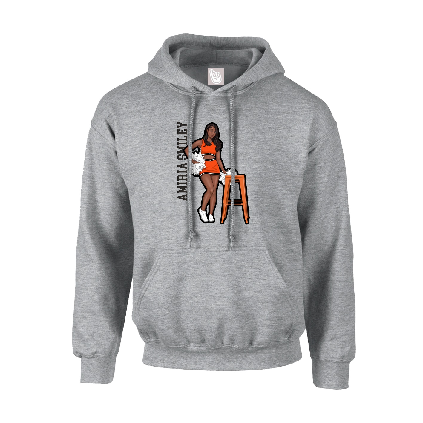Youth Hoodie — Name Vertical in Grey