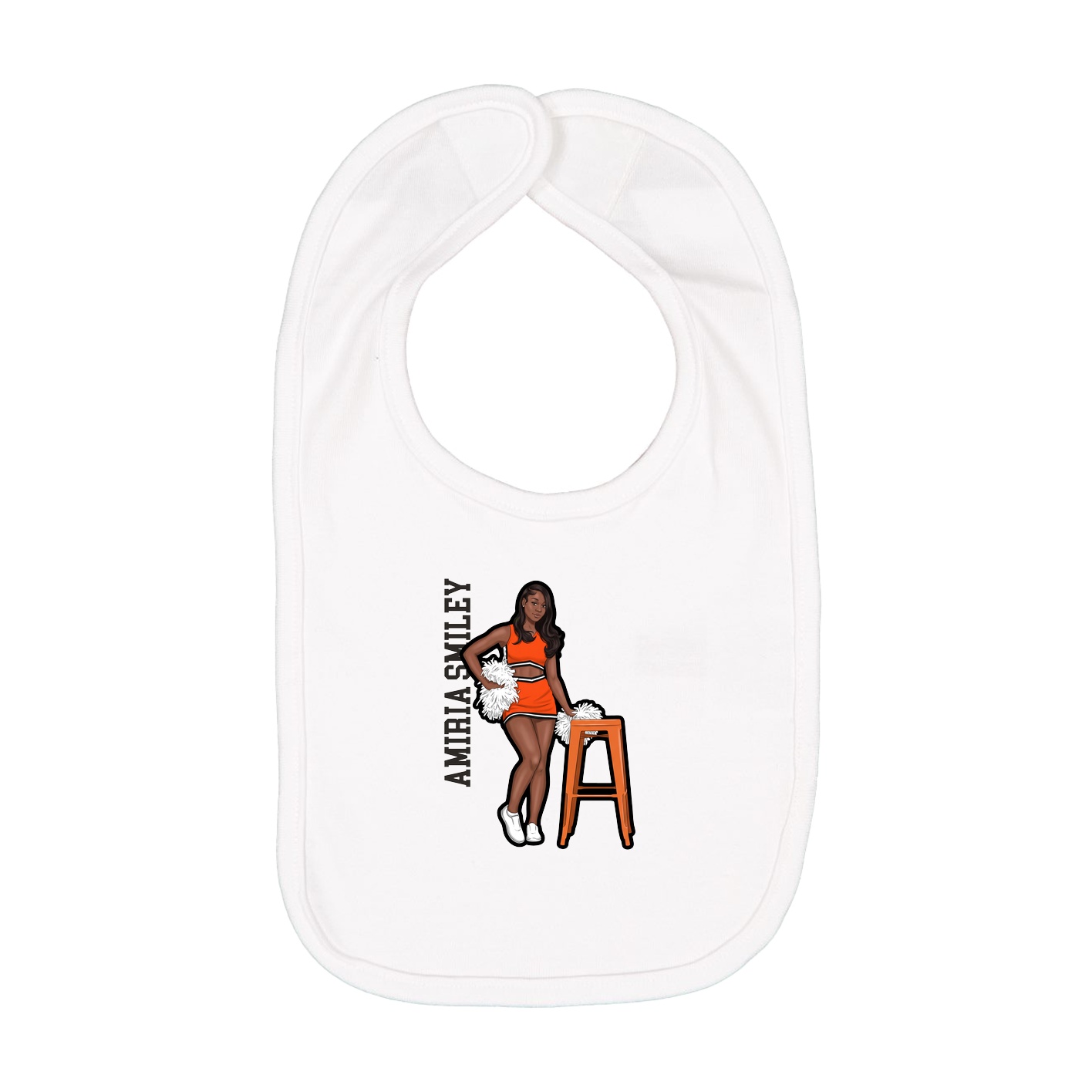 Infant Bib — Name Vertical in White