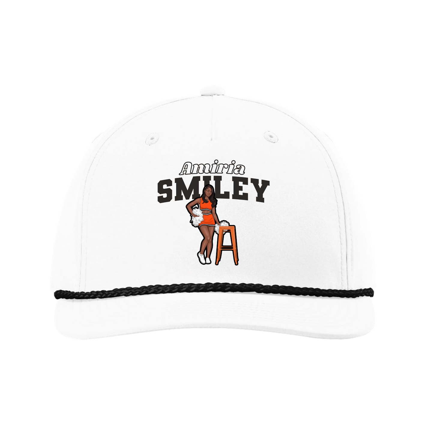 Five-Panel Classic Rope Cap — Name Arch in White
