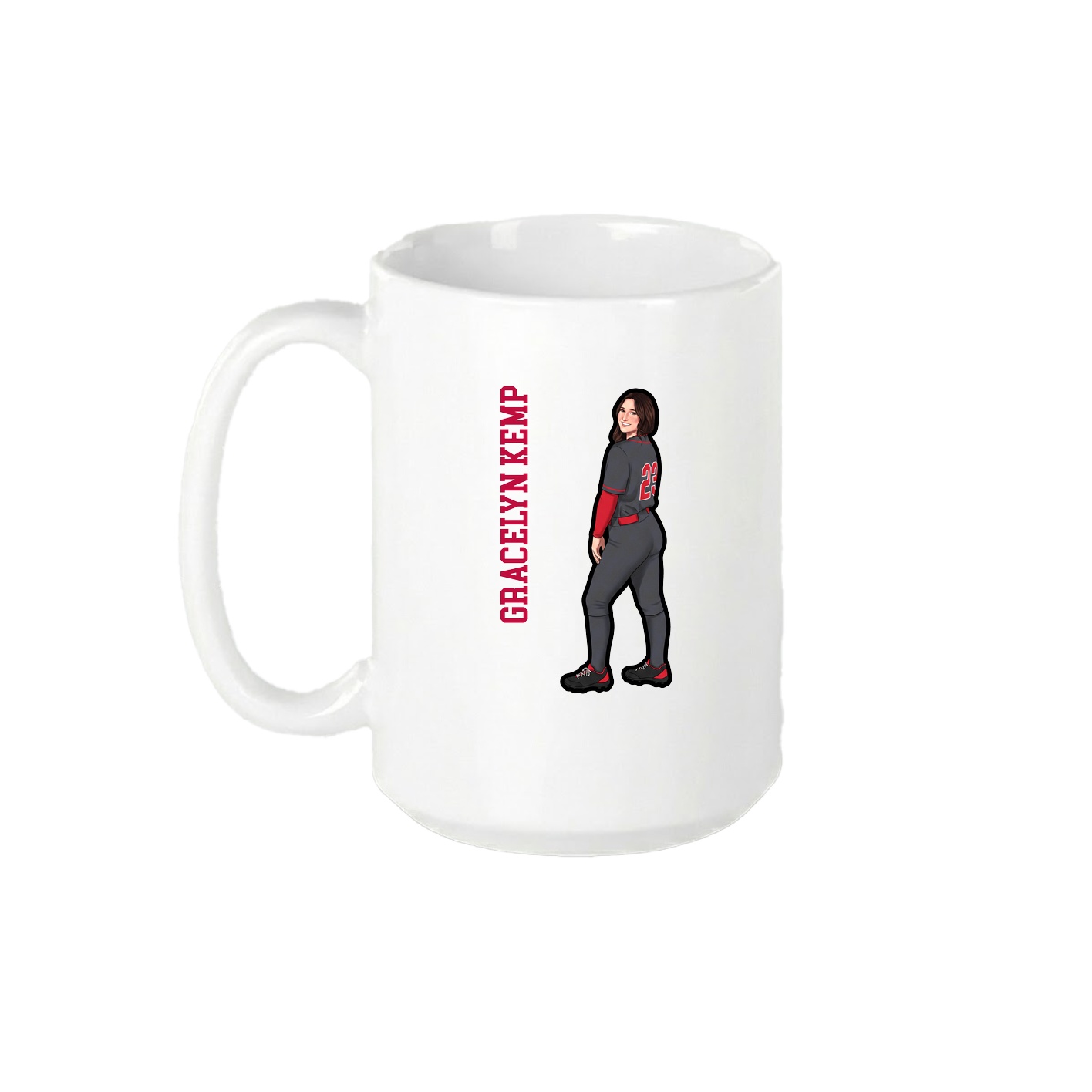 15oz Coffee Mug — Name Vertical in White