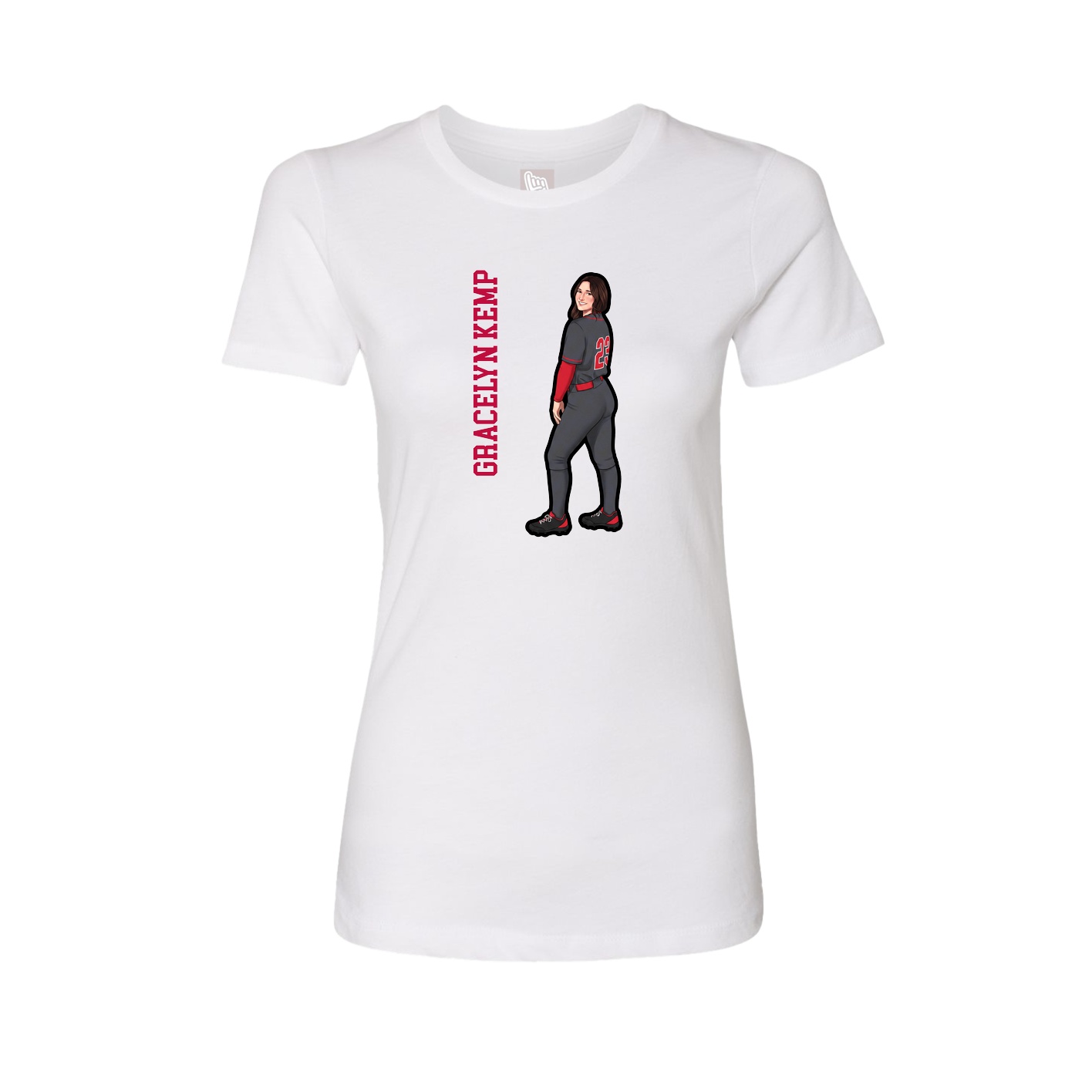 Fitted Women's Tee — Name Vertical in White