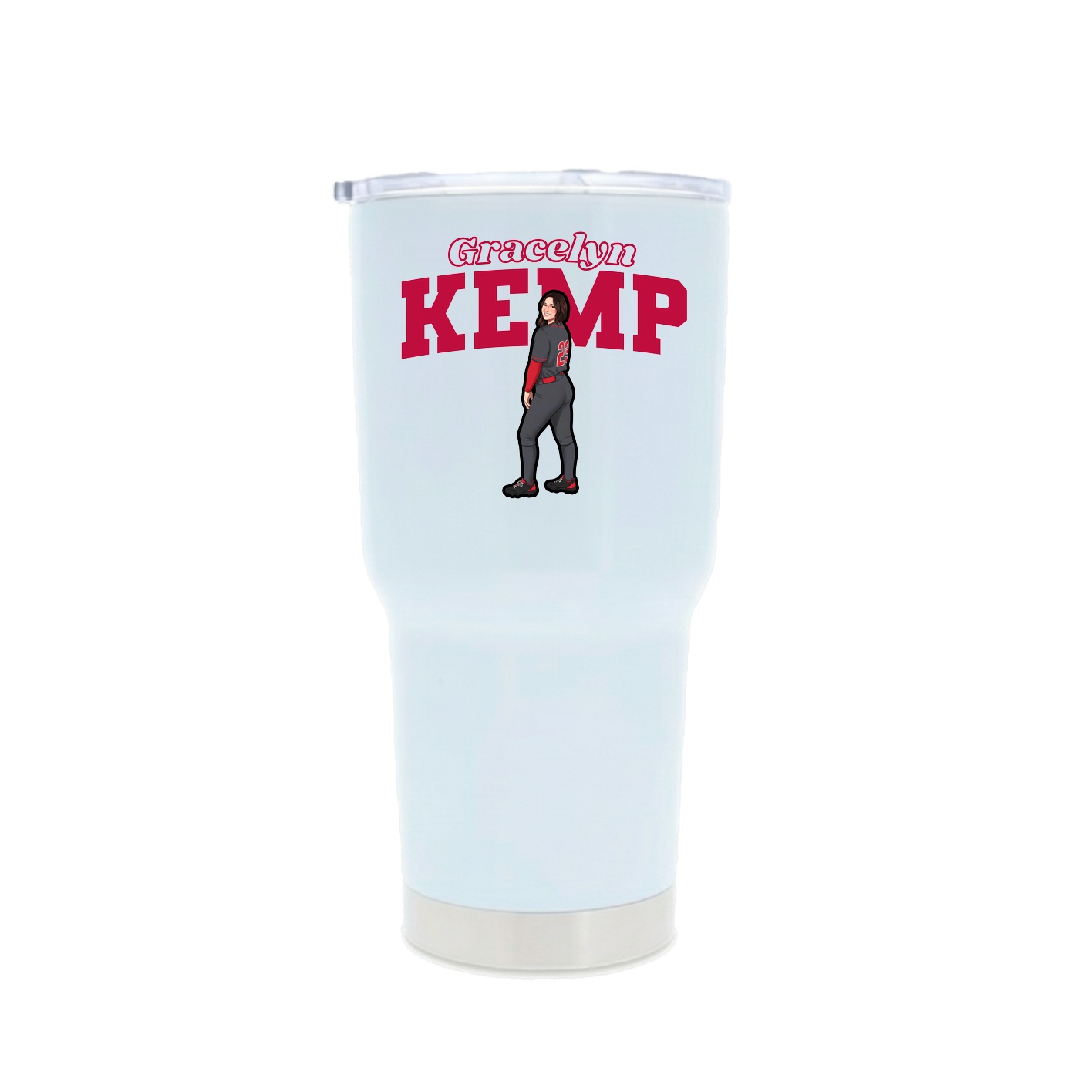 30oz Stainless Steel Tumbler — Name Arch in White