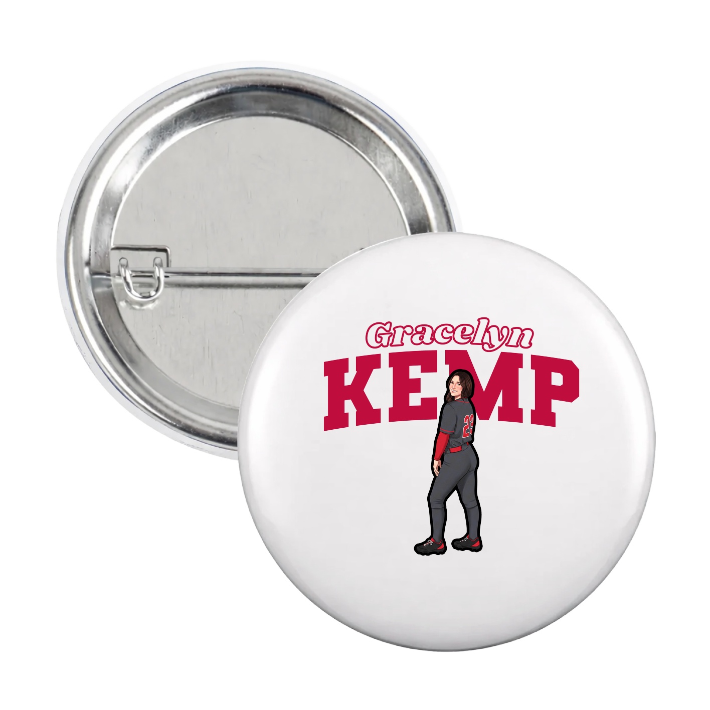 Game Day Button — Name Arch in White