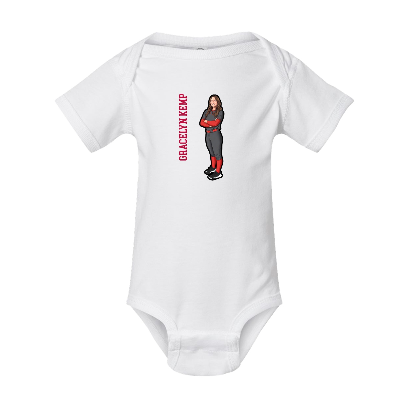 Baby Onesie — Name Vertical in White