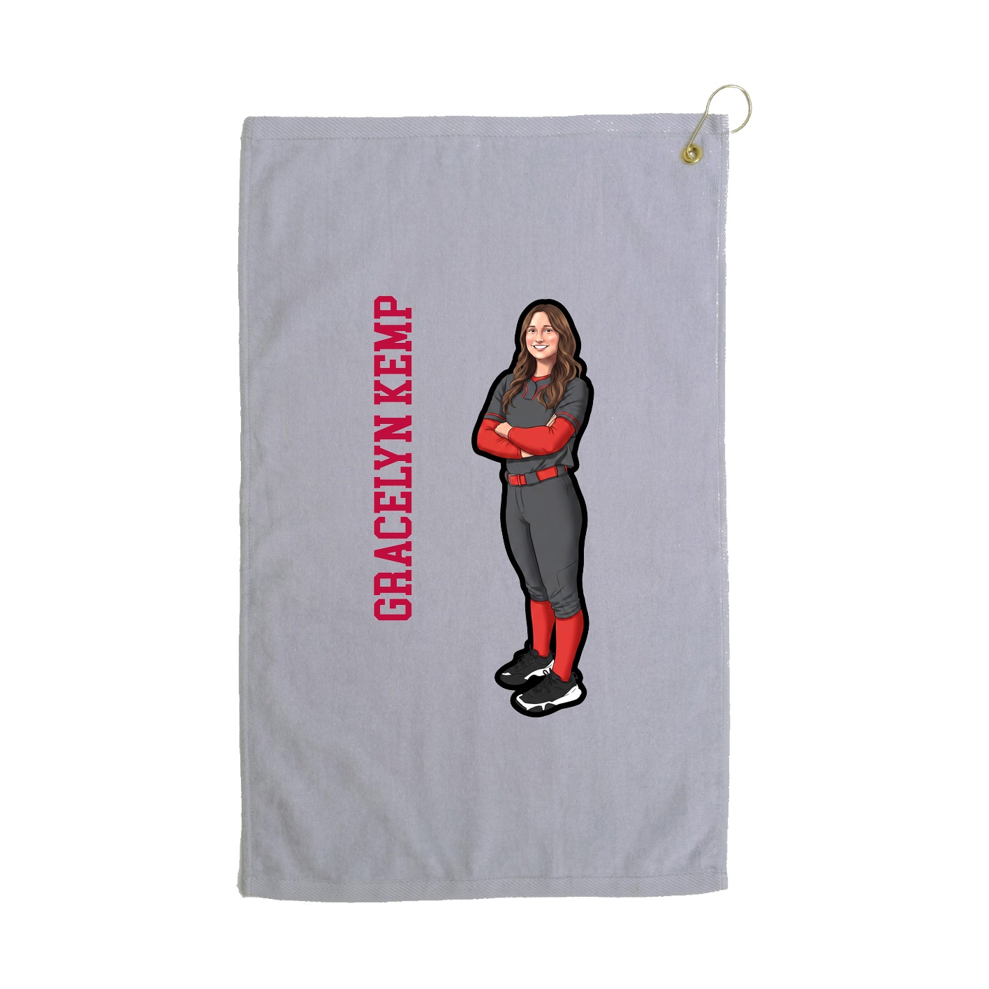 Golf Towel — Name Vertical in Grey