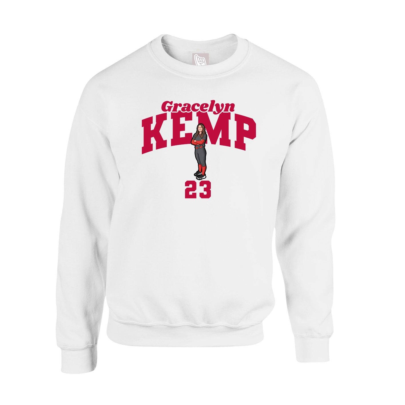 Fleece Crew — Signature Arch in White