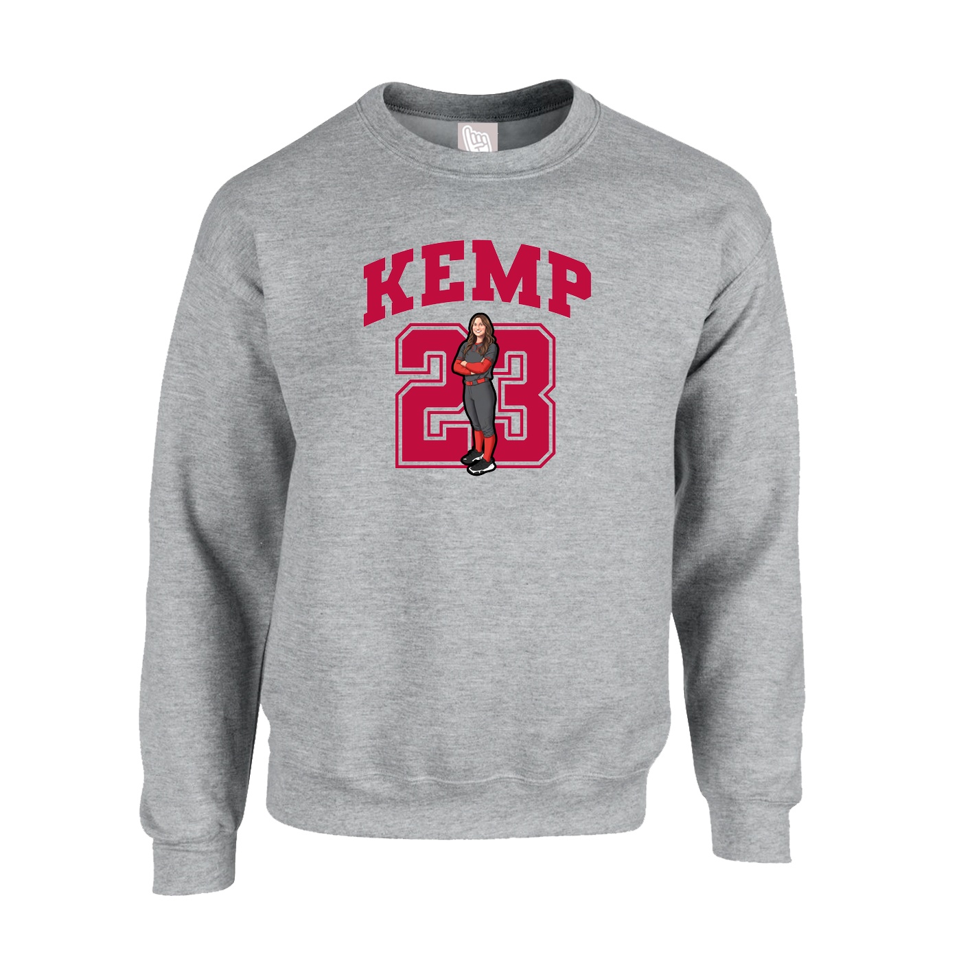 Fleece Crew — Number in Grey