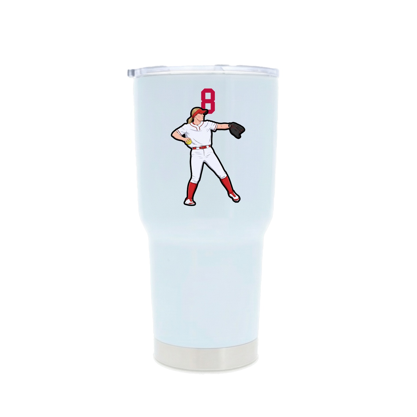 30oz Stainless Steel Tumbler — Number Top in White