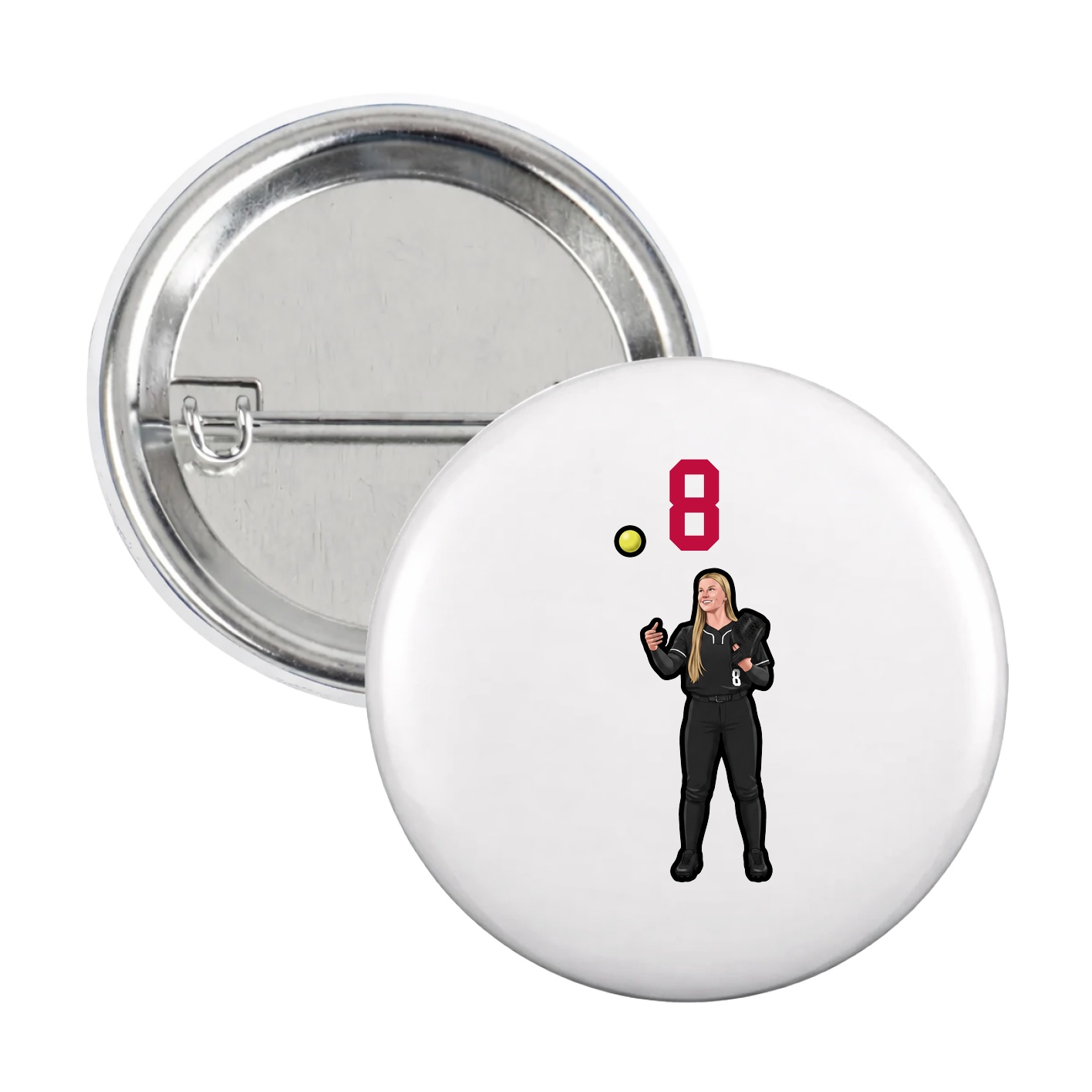 Game Day Button — Number Top in White