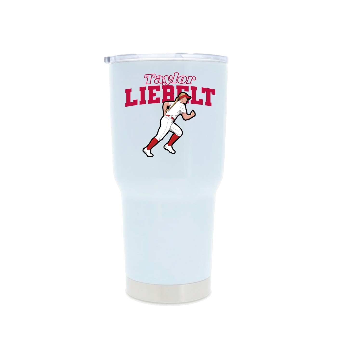 30oz Stainless Steel Tumbler — Name Arch in White
