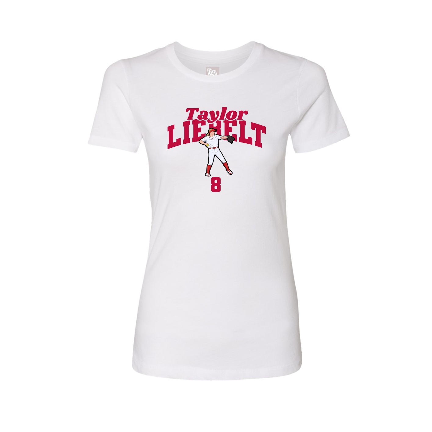 Fitted Women's Tee — Signature Arch in White