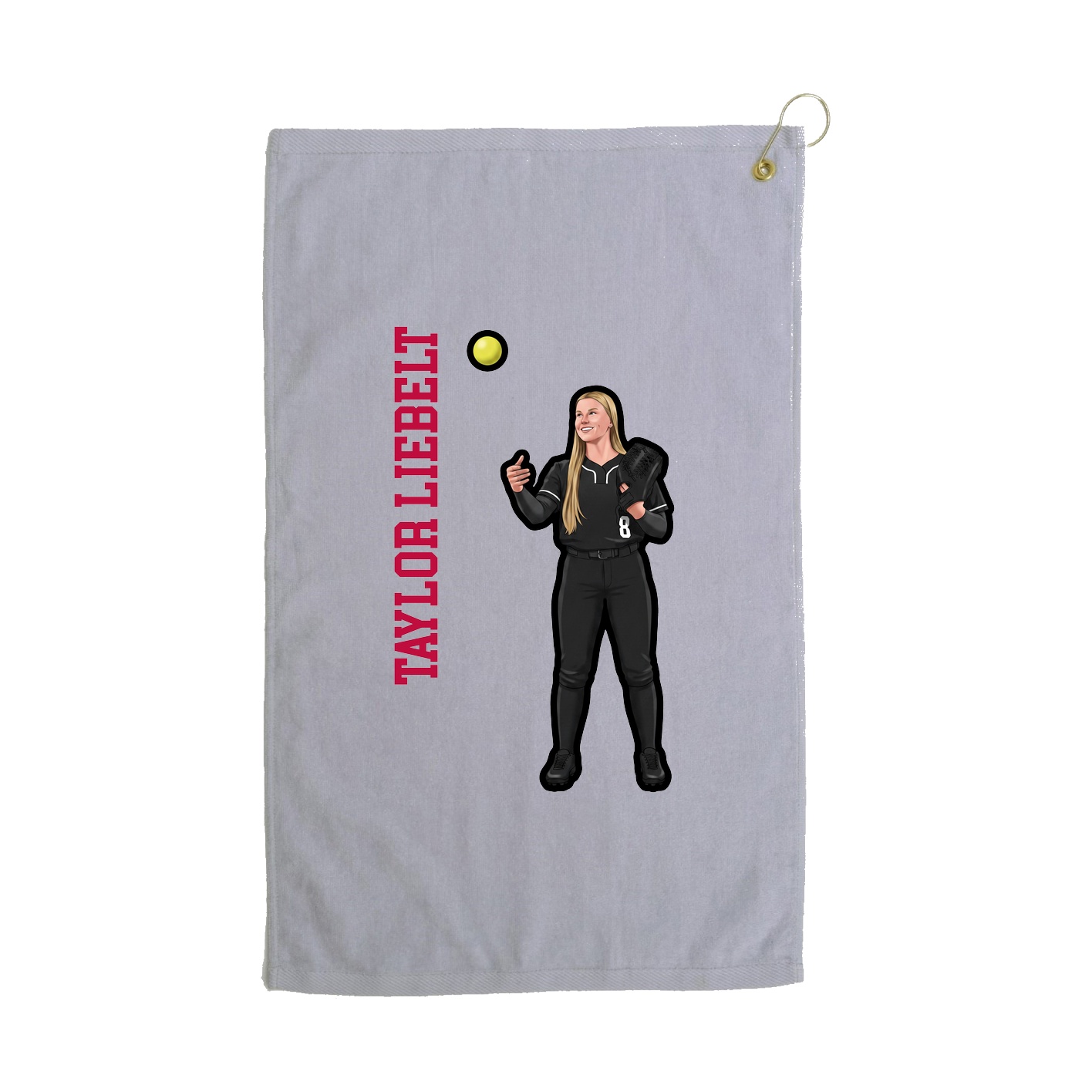 Golf Towel — Name Vertical in Grey
