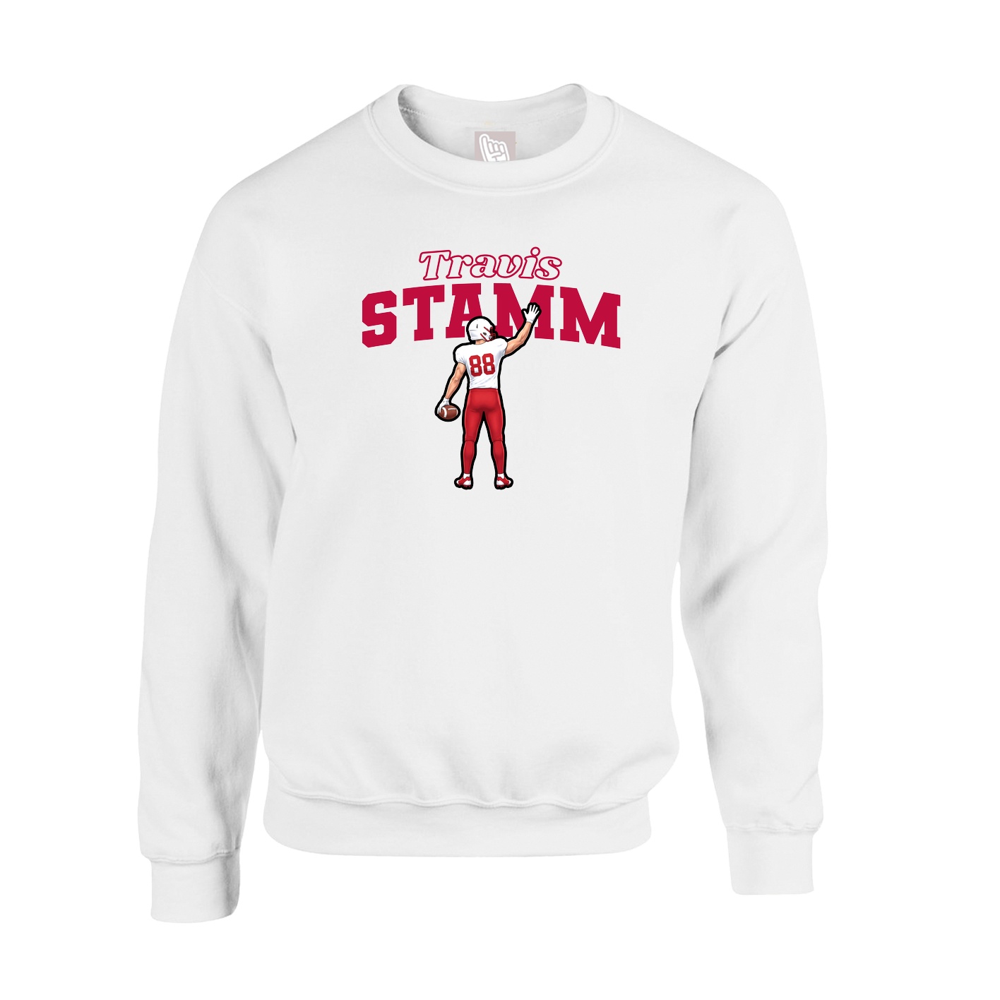 Fleece Crew — Name Arch in White