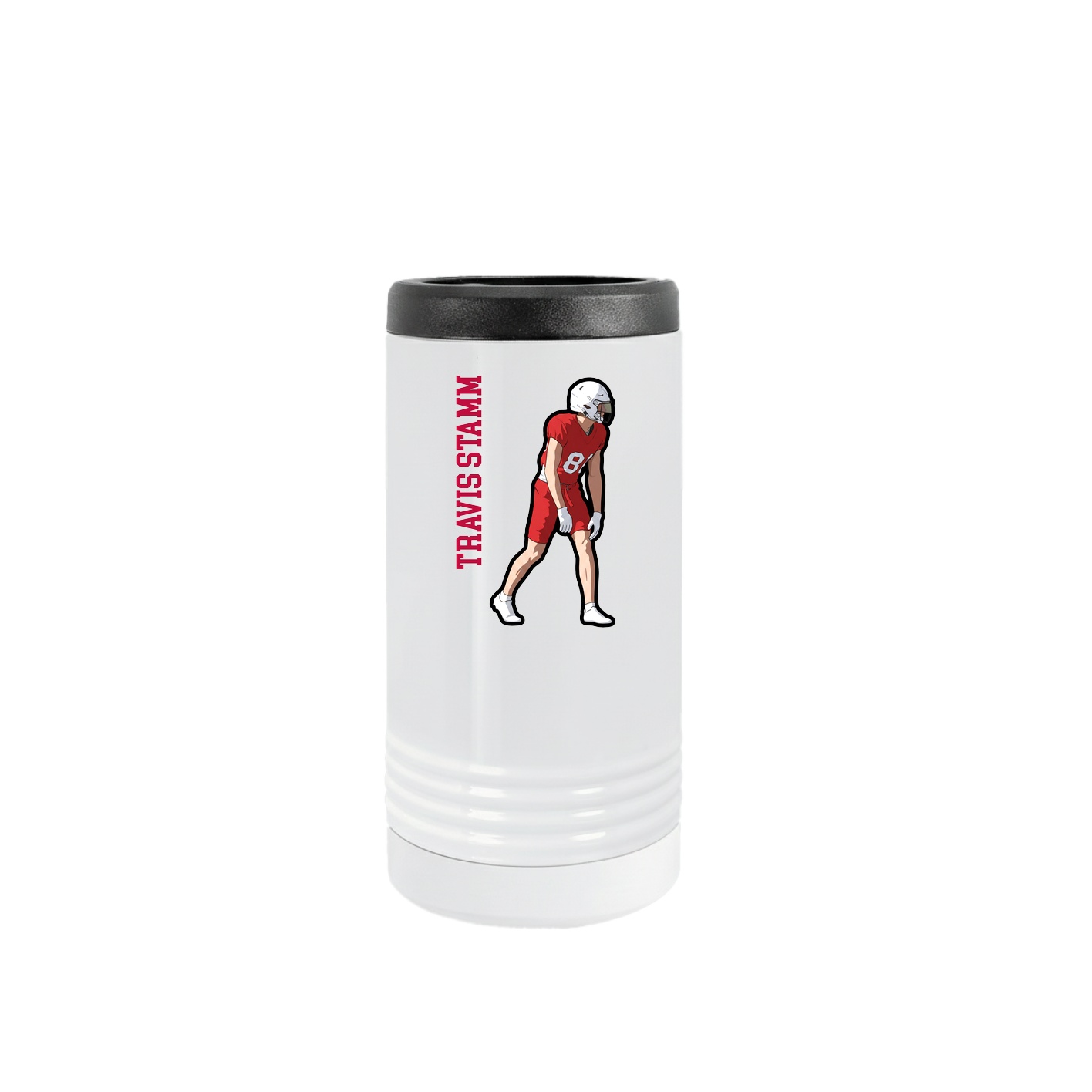Slim Beverage Holder — Name Vertical in White