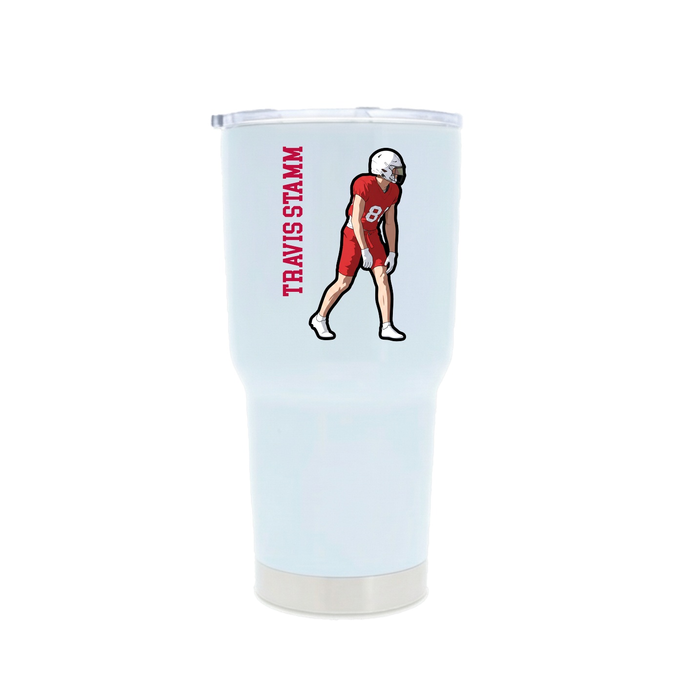 30oz Stainless Steel Tumbler — Name Vertical in White