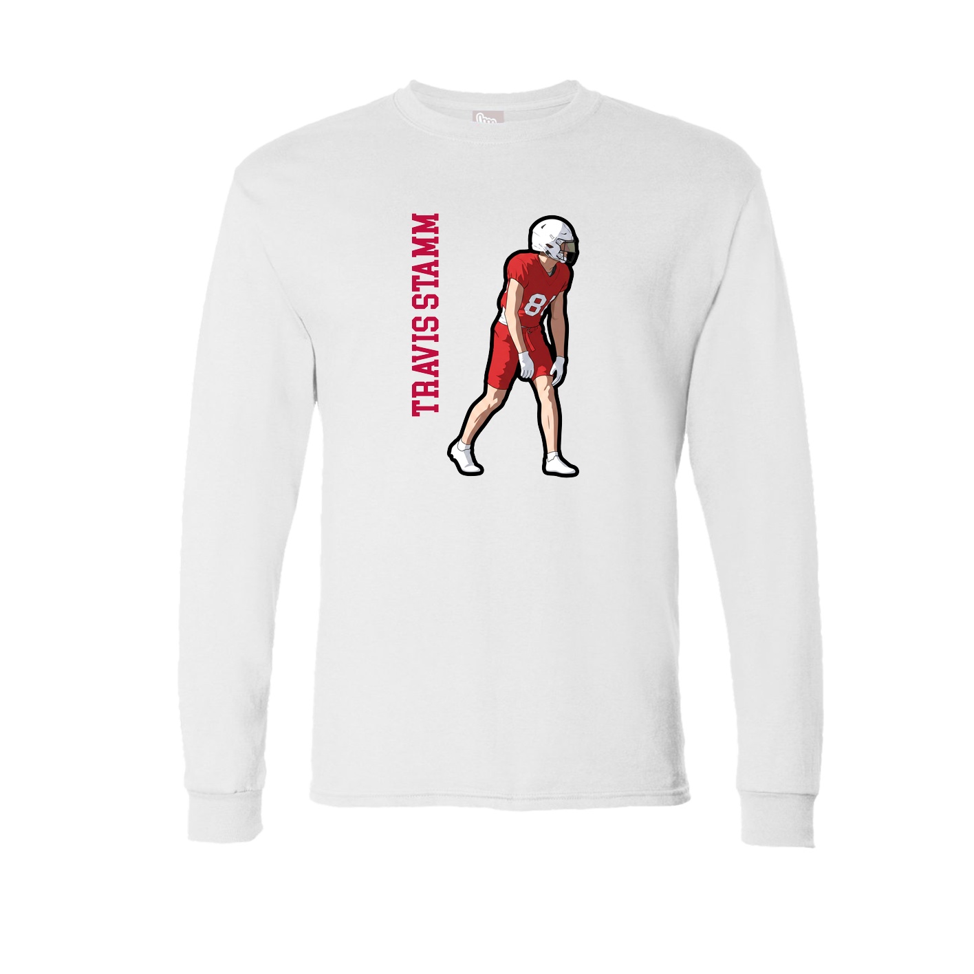 Long Sleeve Tee — Name Vertical in White