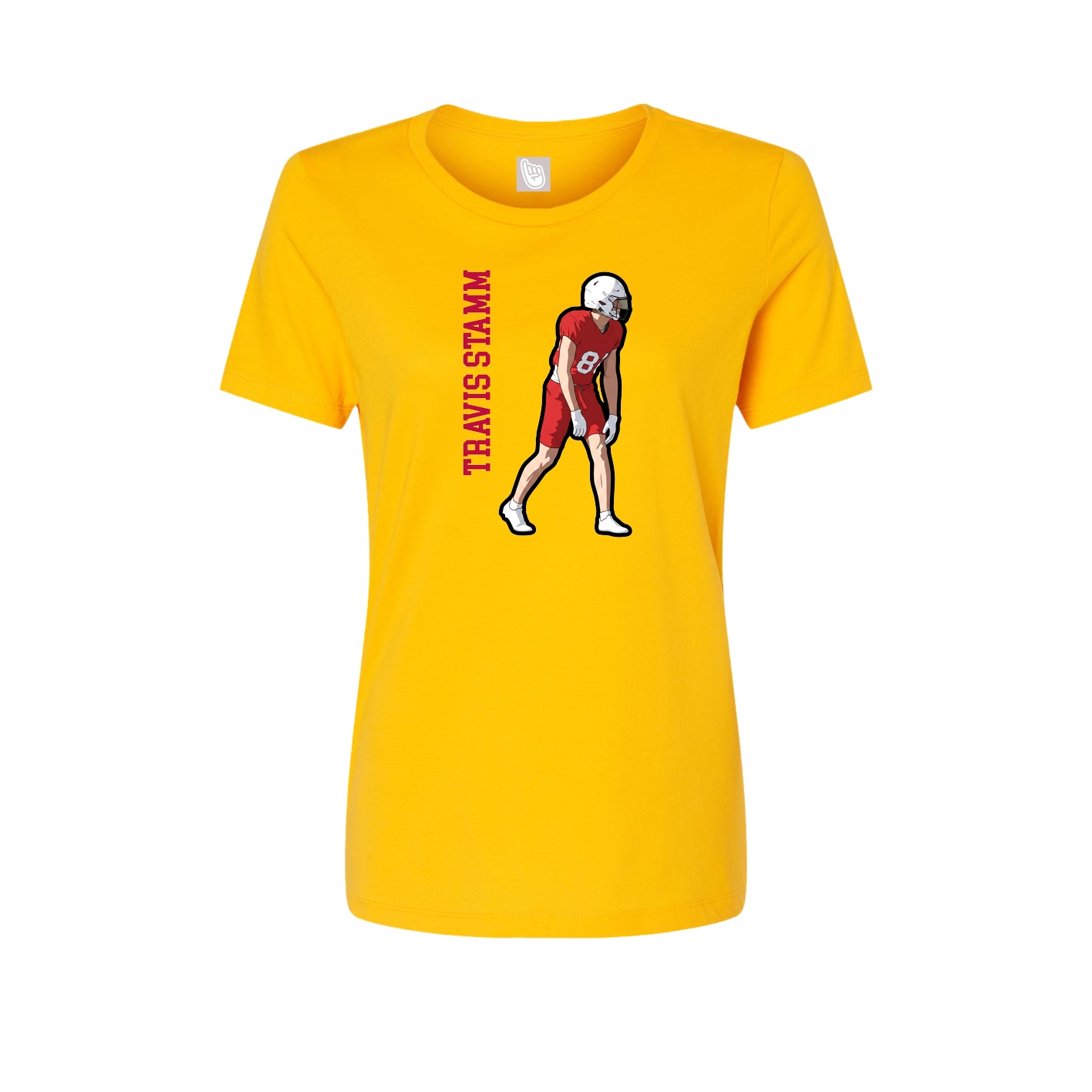 Womens Tee — Name Vertical in Gold