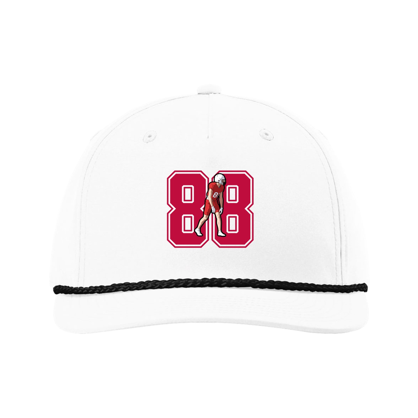 Five-Panel Classic Rope Cap — Number in White