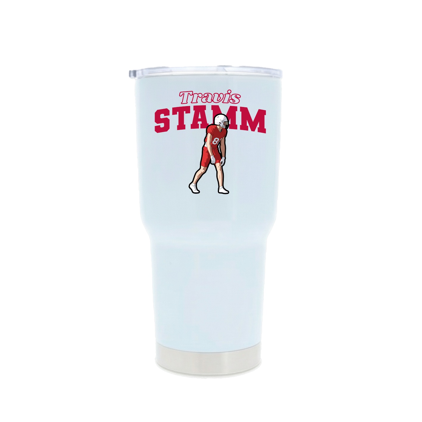 30oz Stainless Steel Tumbler — Name Arch in White