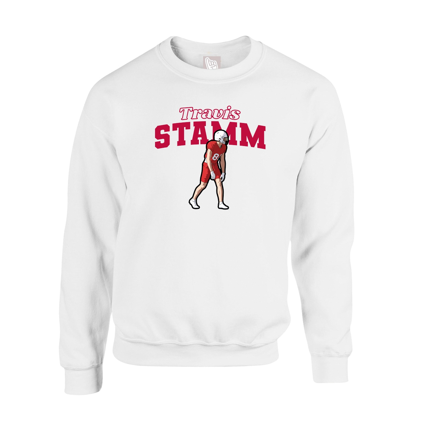 Fleece Crew — Name Arch in White