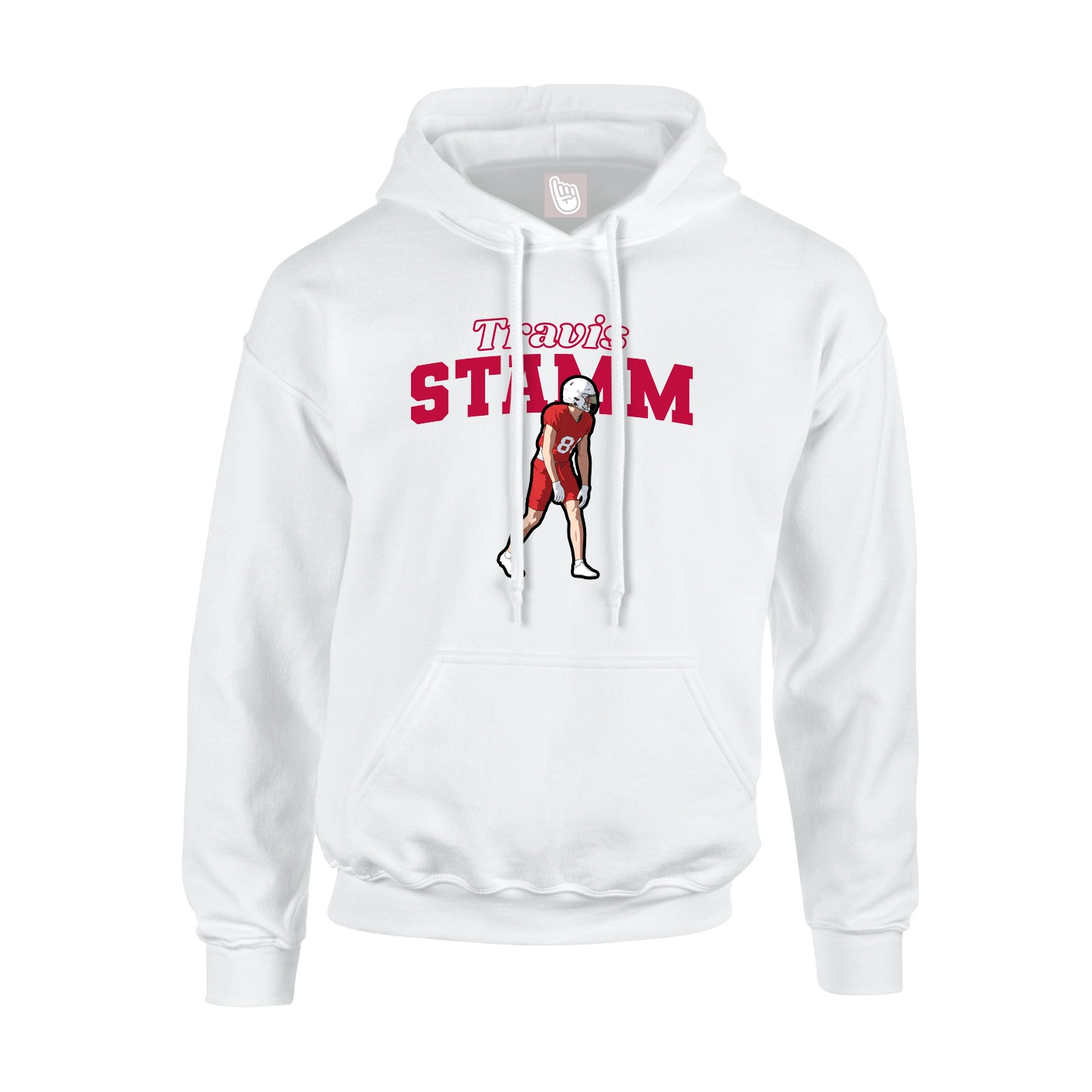 Youth Hoodie — Name Arch in White