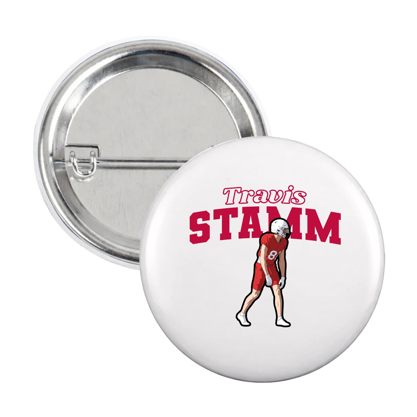 Game Day Button — Name Arch in White